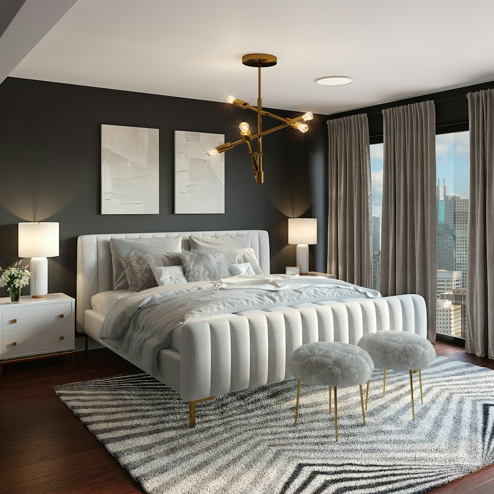 A calm bedroom at night